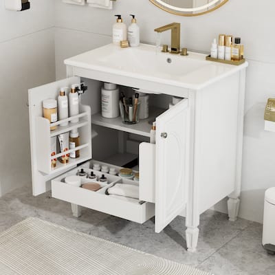 Bathroom Vanity with Sink, Storage Cabinet with Adjustable Shelves, Vanity Set with Soft Close Door and Drawer