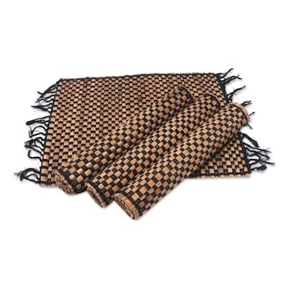 Novica Handmade Chess Set Natural Fiber And Cotton Placemats (Set Of 4)
