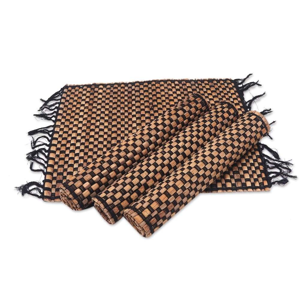 Novica Handmade Chess Set Natural Fiber And Cotton Placemats (Set Of 4)