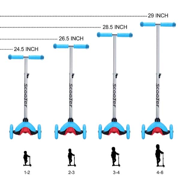 dimension image slide 0 of 2, SimpleLux Kids Scooter - 4 Adjustable Height, Extra-Wide Deck with Brake & 3 PU Flashing Wheels, Over 3 Years Old,Blue