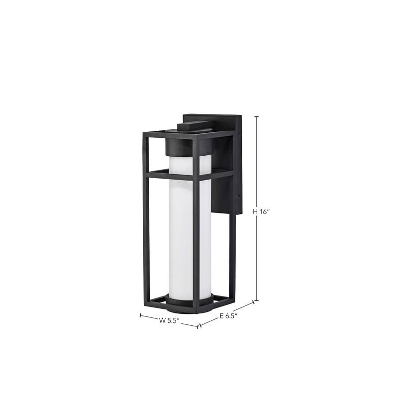 Ledges 6W LED Medium Wall Lantern Matte Black with White Opal Glass