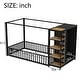 preview thumbnail 22 of 23, Twin/Full Size House Floor Bed with Wardrobe and Storage Shelves, Metal Canopy Bed Montessori Bed with Fence Guardrails