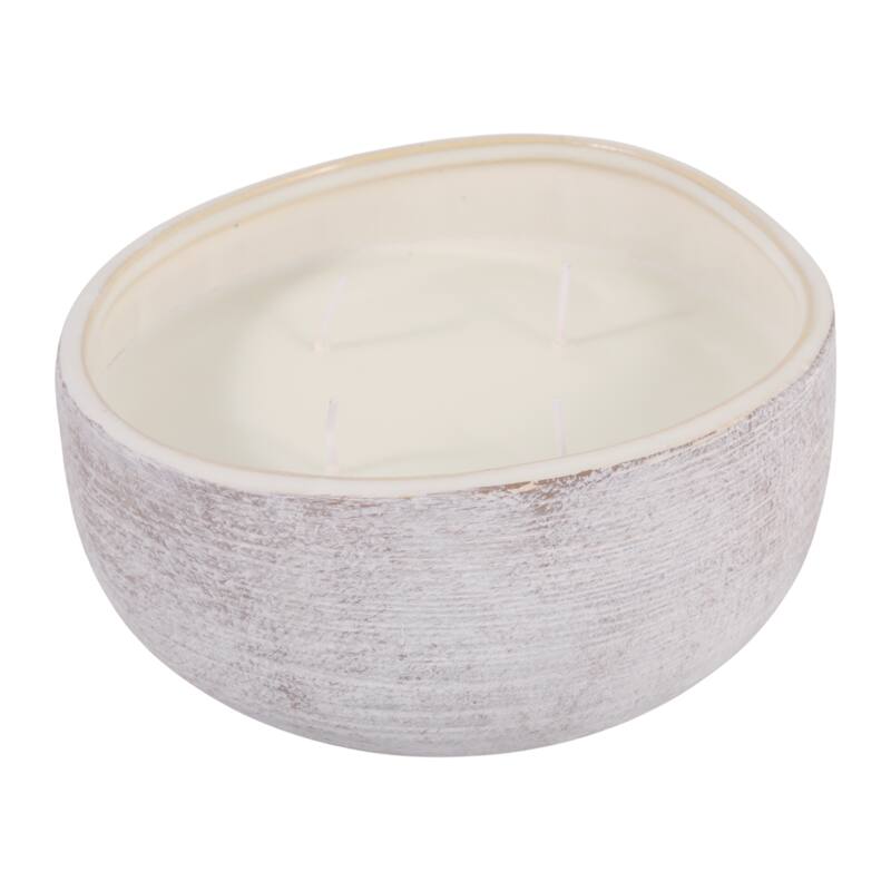 Decorative Textured Ceramic Magnolia and Lily Scented Candle