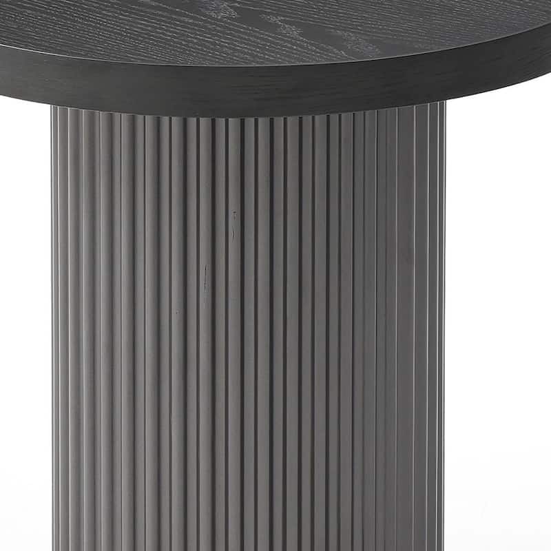 HomeRoots 18" Dark Gray Wood Round Pedestal End Table - 22.00 in. x 18.00 in. x 22.00 in.
