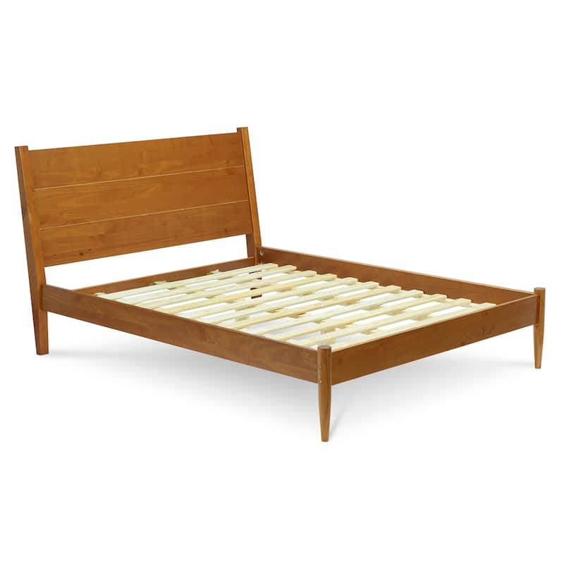 Mid Century Solid Wood Platform Bed Queen Size