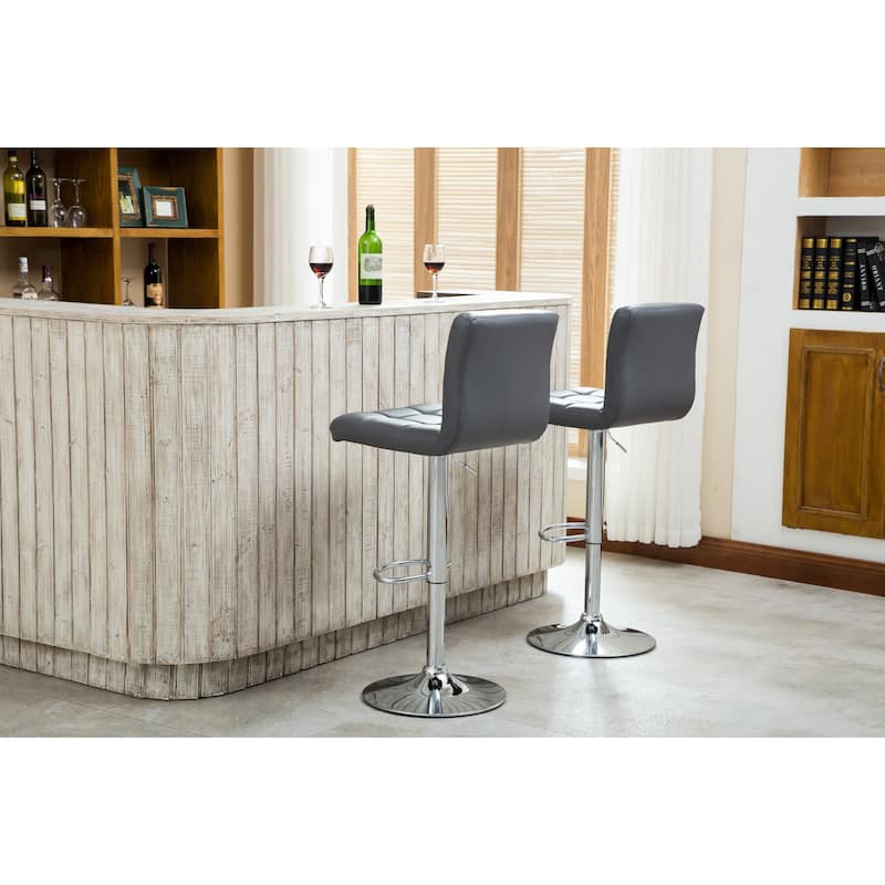 Swivel Adjustable Hydraulic Bar Stool,Set of 2 - Gray