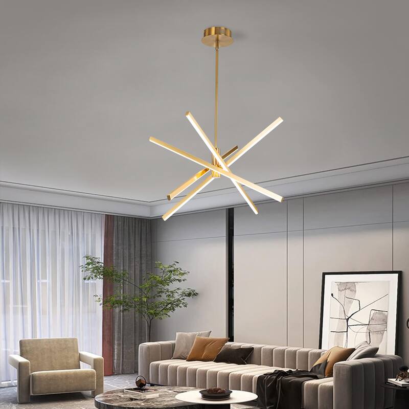 C Cattleya 4-Light Sputnik LED Chandelier Hanging Pendant Light - Gold