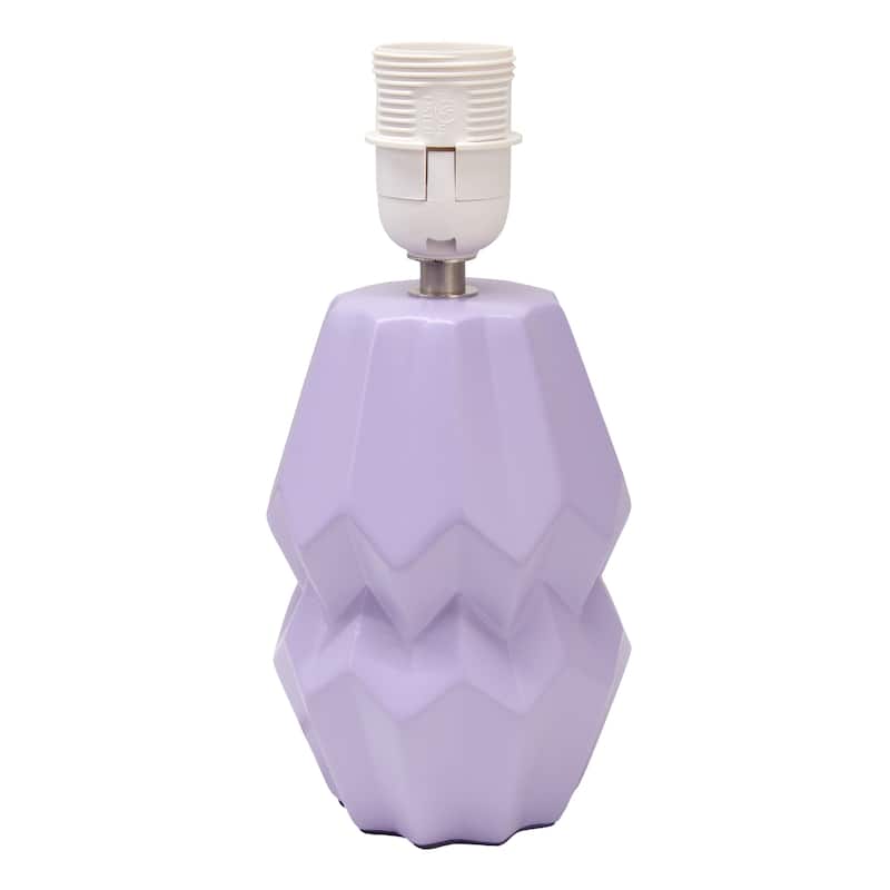 Geometric Ceramic Table Lamp with White Drum Shade - 19.5" - Purple