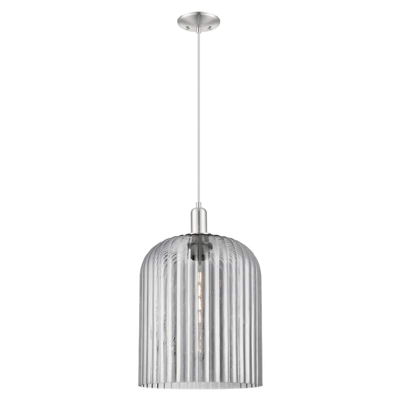 Innovations Lighting Downtown Urban - Bridal Veil - 1 Light 12" Cord Hung Mini Pendant - Light Smoke Shade/Brushed Satin Nickel