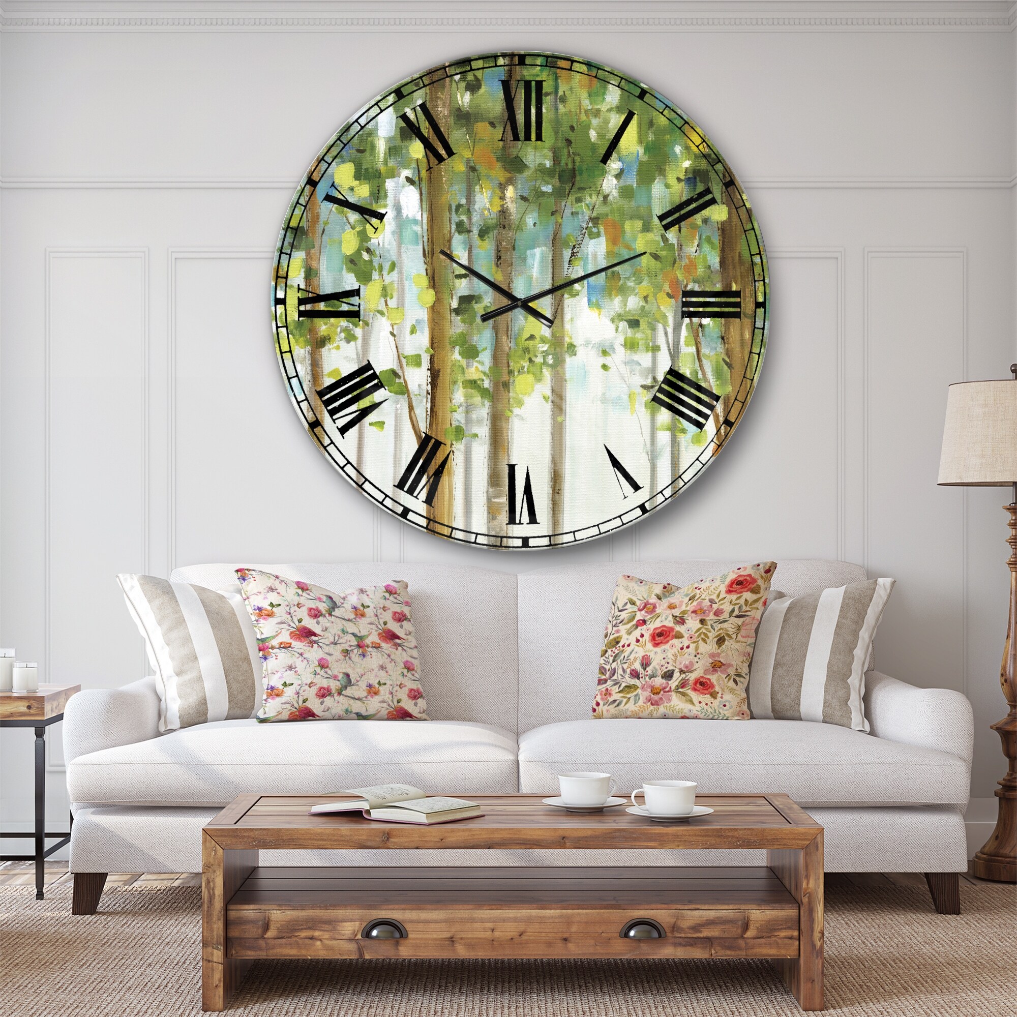 Designart Green Forest Study Modern Farmhouse Large Wall Clock Overstock 26431226