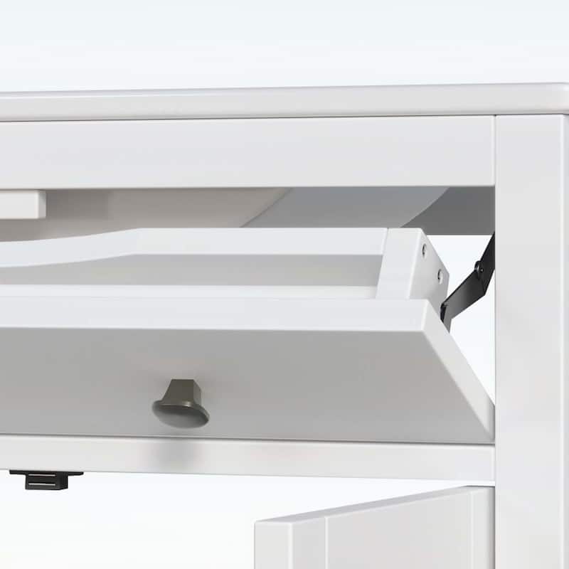 30-Inch Bathroom Vanity with Ceramic Sink,Adjustable Shelf,Tip-Out Tray,Wood Legs