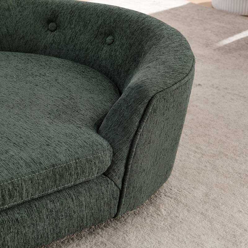 Oval Semi-Enclosed Dog Sofa, Durable Linen Material, Button-Tufted Backrest, High-Center Low-Sides Support Plush Comfort-Beige