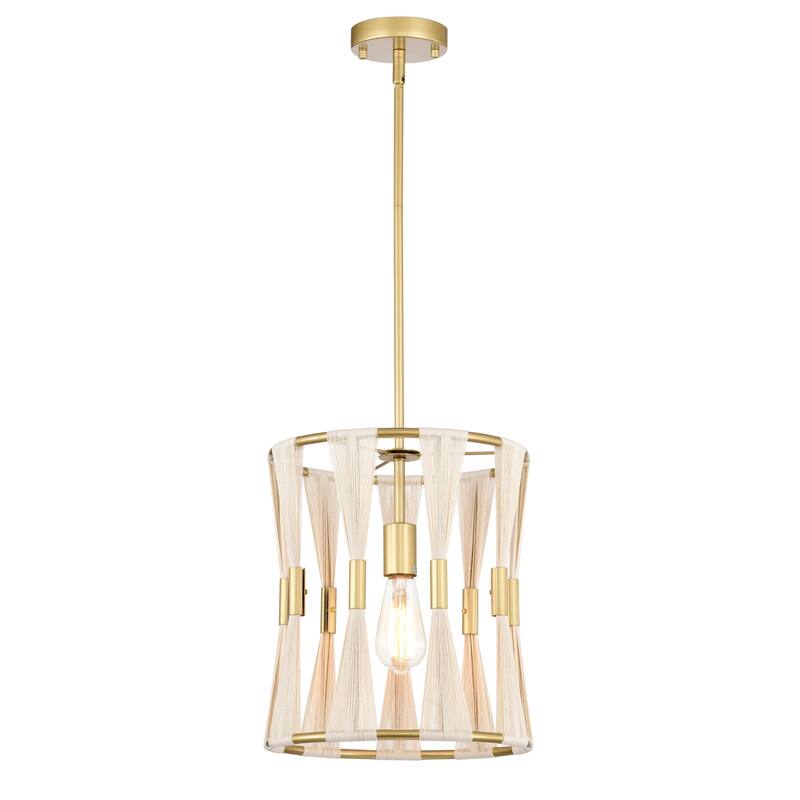 Amara 12 Inch Ivory Rope Gold Pendant with 1 Light