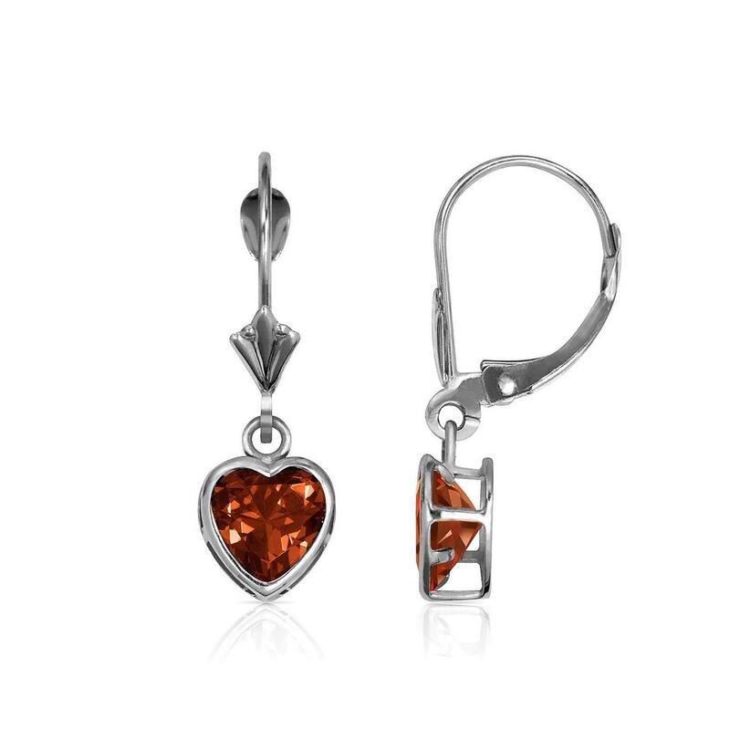 Curata Solid 14k White Gold Birthstone Heart-Shaped Cubic Zirconia Bezel Dangle Leverback Earrings (6mm x 25mm)