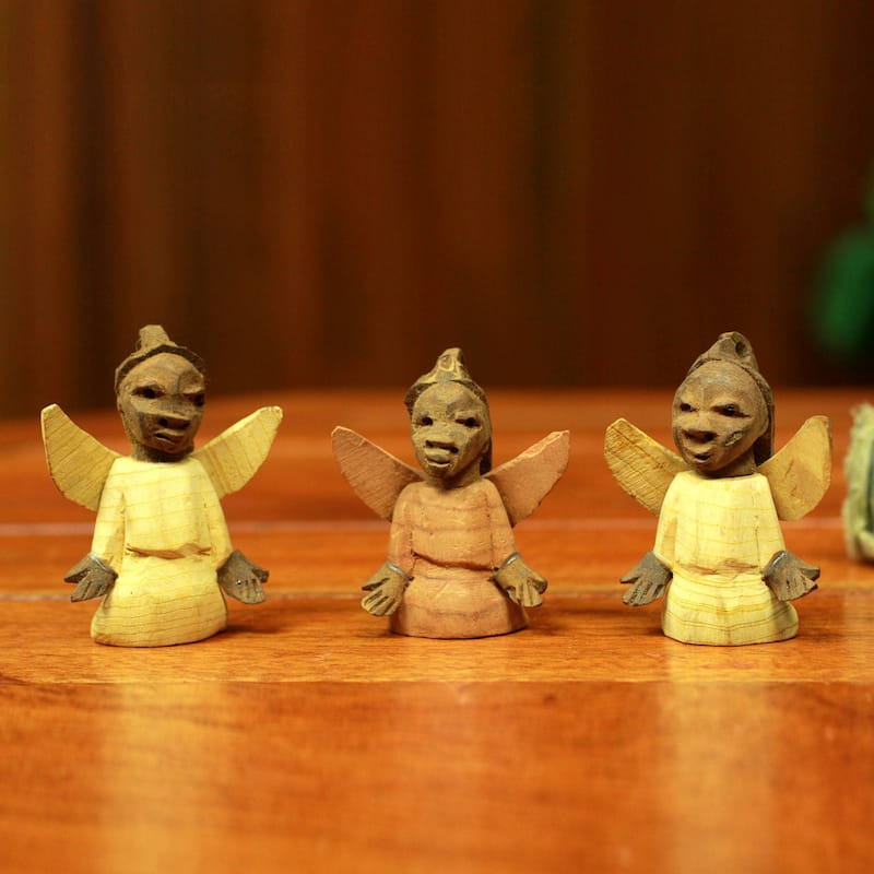 Handmade Sweet Angels Wood ornaments (Ghana) - 20 x 15 x 8