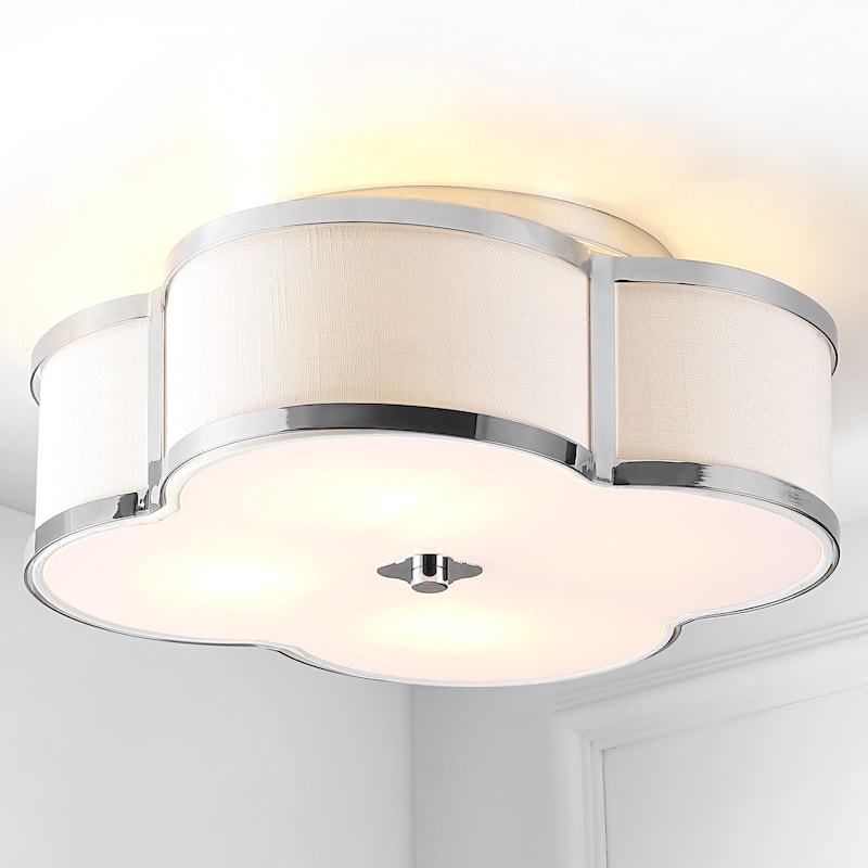 Frank Scalloped Shade Metal Classic Glam LED Flush Mount, by JONATHAN Y - 4-Bulbs - Chrome