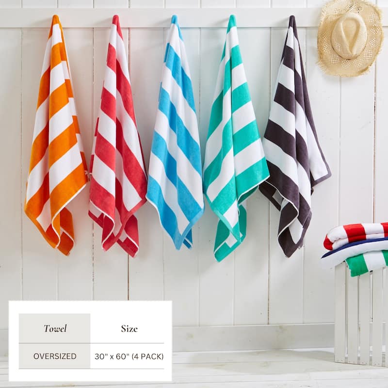Linery & Co. Cotton Cabana Beach Towel, 4 Pack - 30" x 60"