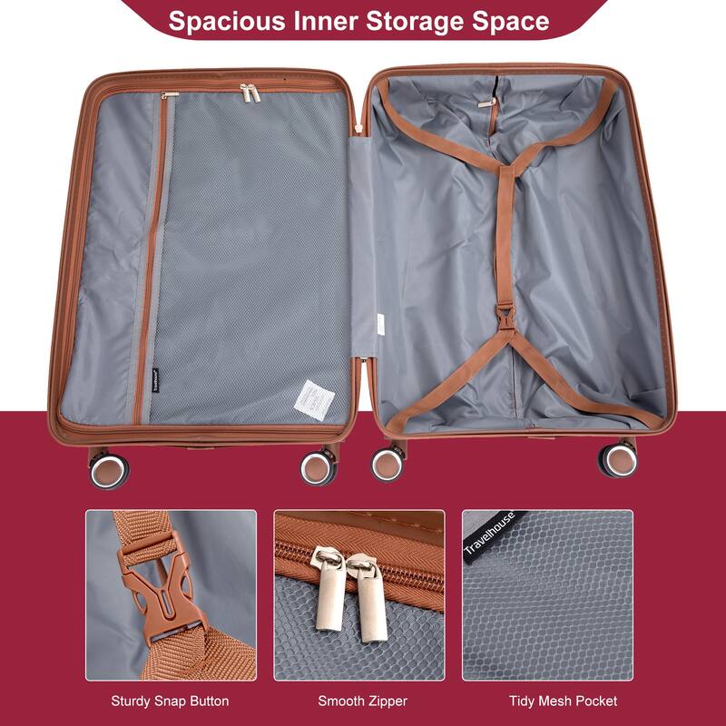 5-Piece Set (20"24"28 +a travel bag and a toiletry bag) ,PP Hardshell Carry on Luggage Set