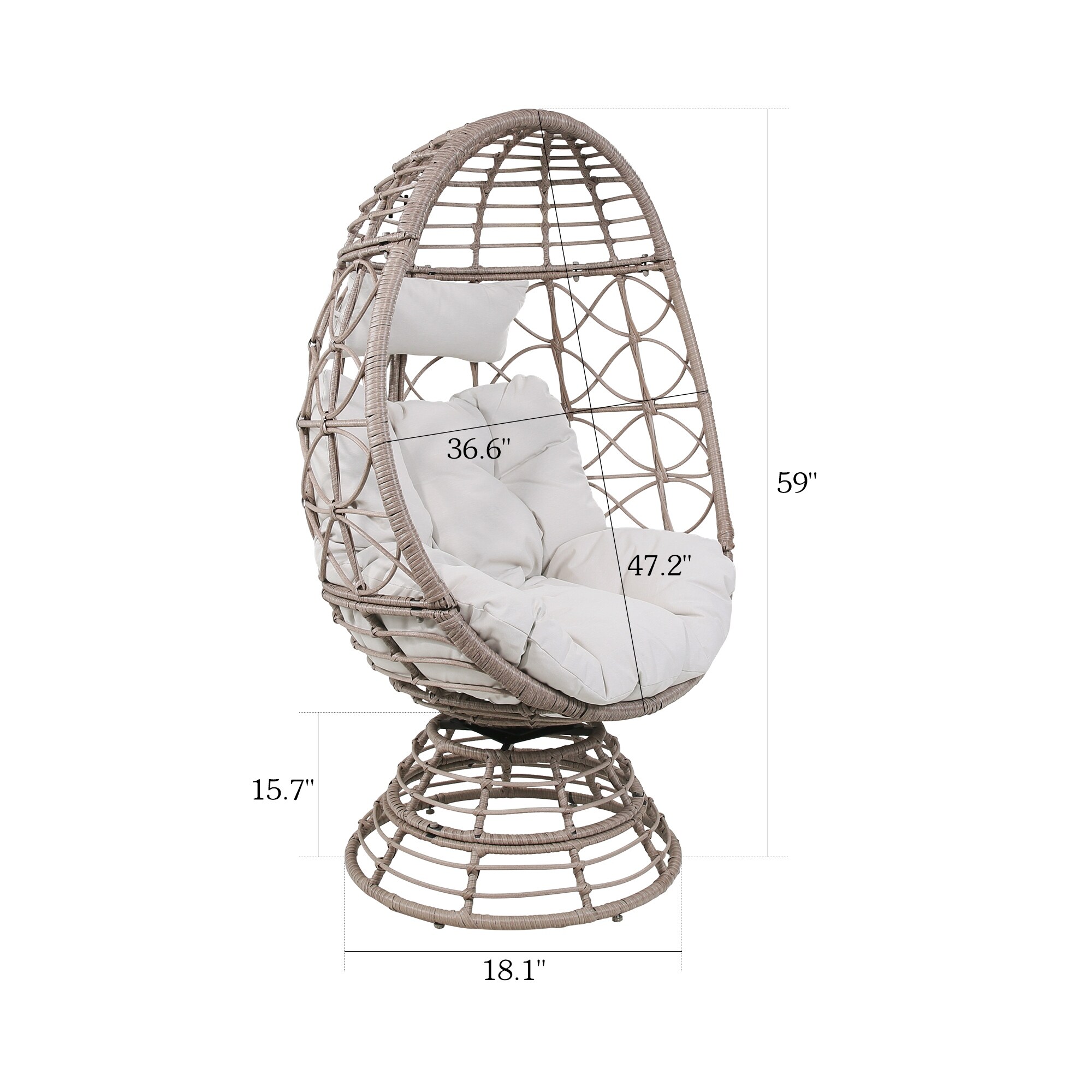 Wicker Egg Chair, Nest Basket Indoor/Outdoor Lounger for Patio