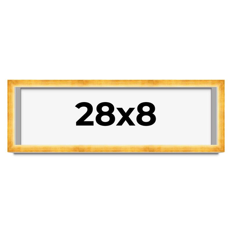 28x8 Shadow Box Frame Gold | 1.625 Inches Deep Real Wood Traditional