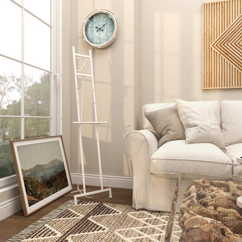 White Metal Tall Adjustable 3 Tier Display Easel with Chain Support