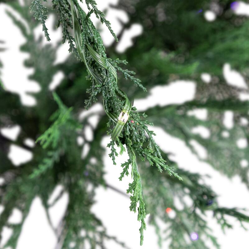 Pre-Lit Medium Weeping Cedar IPT Artificial Christmas Tree - 7.5' - Dual Color LED Lights - 7.5 Foot