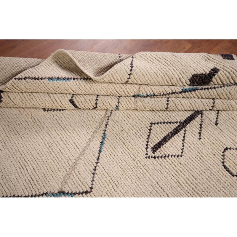 Moroccan Abstract Area Rug Handmade Wool Carpet - 7'11" x 11'6"