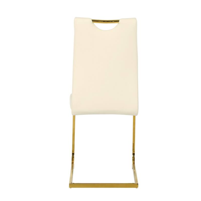 16.54" PU Upholstered Chair with Gold Metal Legs, Set of 4