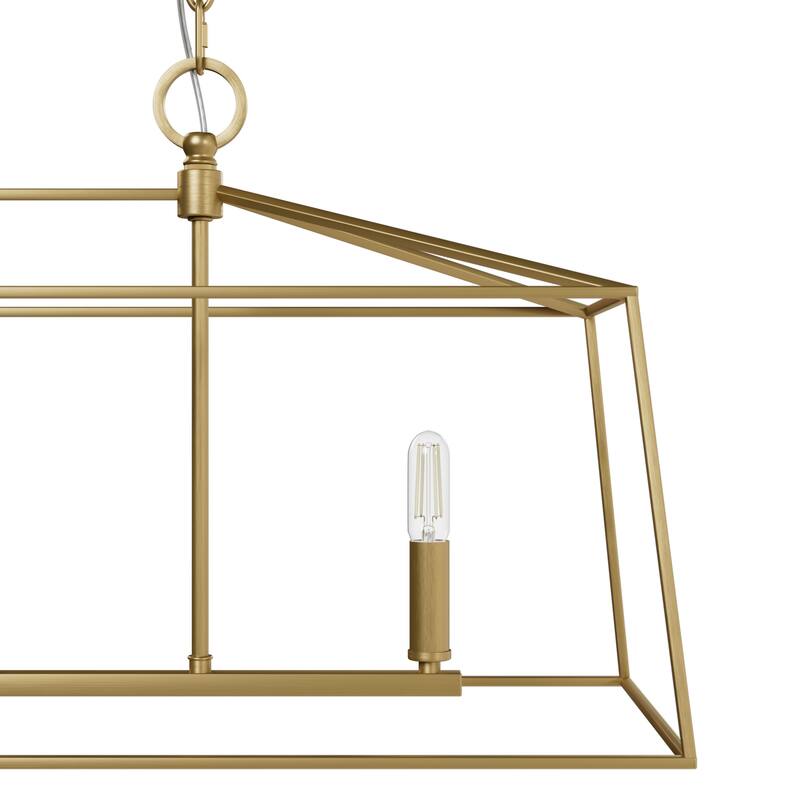 Hunter Fair Oaks 4-Light Linear Chandelier - Dining Room, Island - Modern, Transitional, Lantern, Geometric - Designer!
