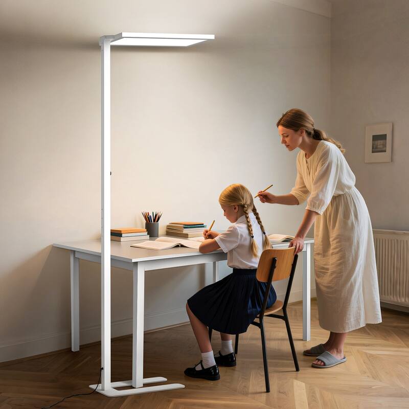 98-In Dimmable LED Reading Floor Lamps 4000K Simple Aluminum Body include LED Bulb-White
