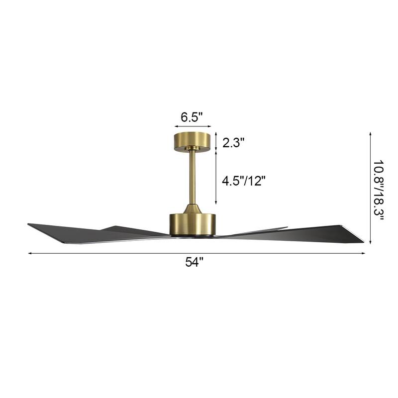 MLiAN 54 In. 4 -ABS Blades Wet Rated Outdoor Ceiling Fan with Remote