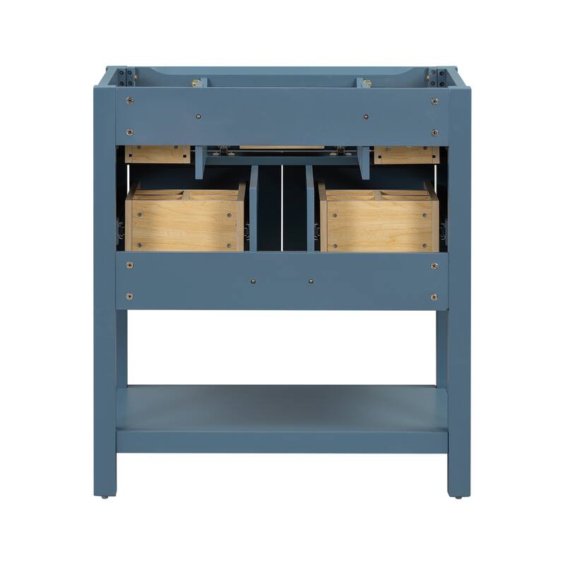 Elegant Bathroom Vanity with Large Storage, Solid MDF Frame, and Painted Finish - White and Gold - 29.56in L