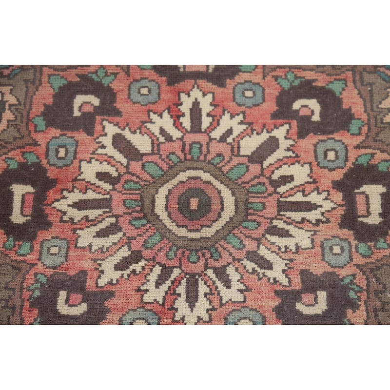 Pink Floral Bakhtiari Persian Vintage Rug Hand-Knotted Wool Carpet - 7'1"x 9'7"