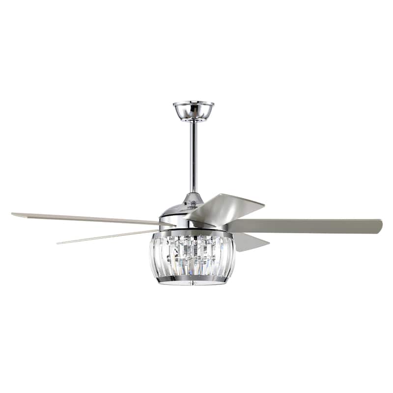 Nadire 52 Inch Chrome Polished Finish Glam Style Crystal Ceiling Fan with Remote