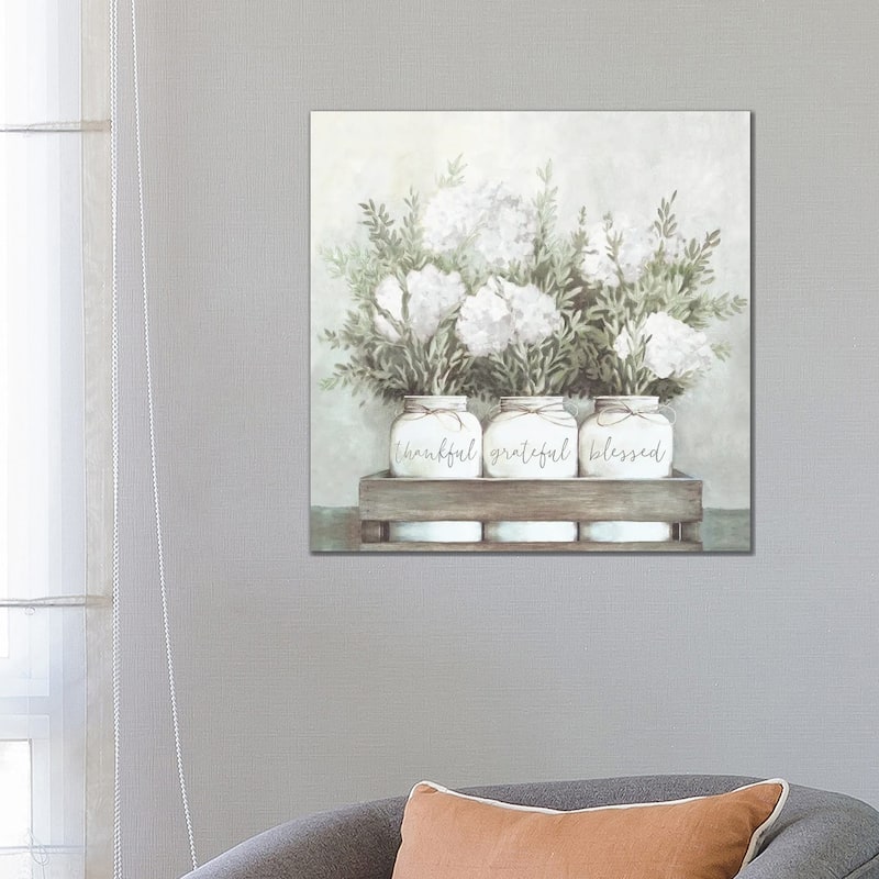 iCanvas "White Flower Jars" by Dogwood Portfolio Canvas Print - 26x26x1.5