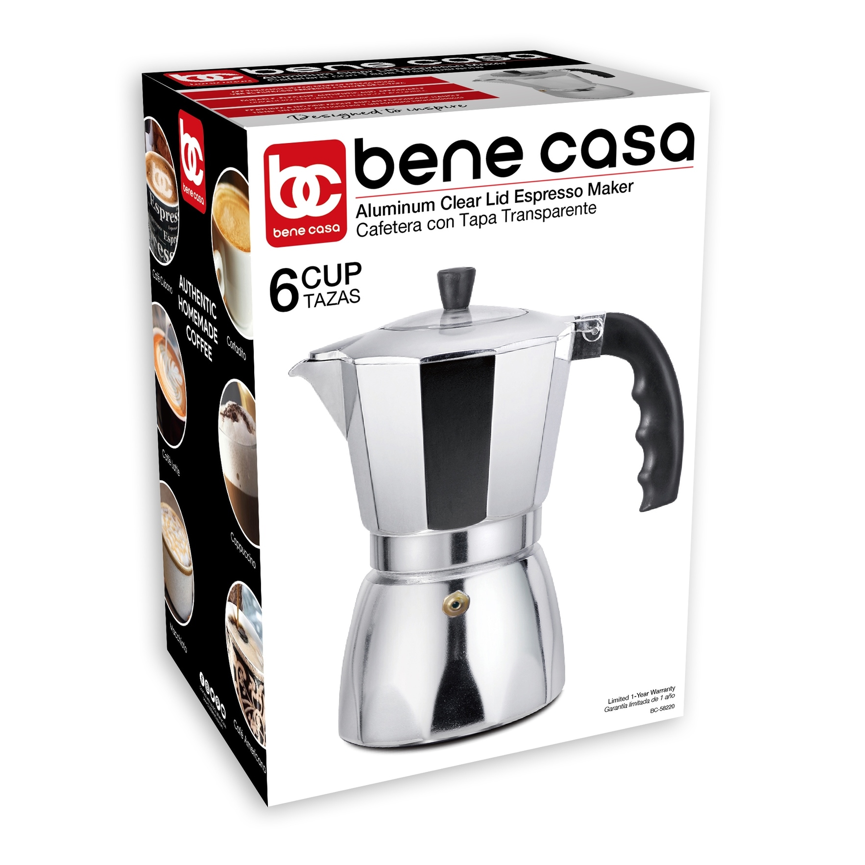 Bene Casa aluminum 6-cup espresso maker with see through lid, authentic  espresso maker, - 6 Cup - On Sale - Overstock - 33030902