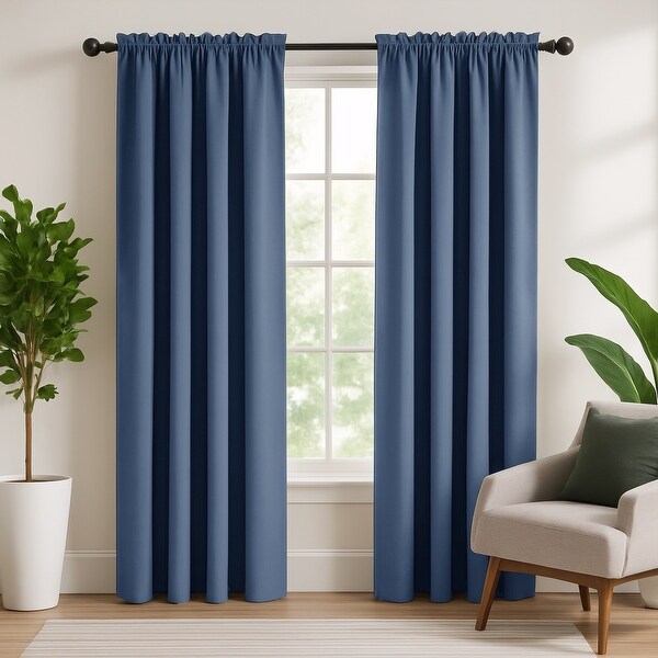 Deconovo 2-Pack Thermal Room Darkening Rod Pocket Curtains - On