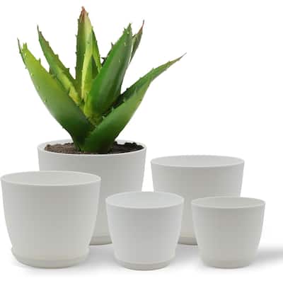 Plastic Plant Pots with Drainage - Home Decor Flower Pot, Stackable Design for Indoor and Outdoor Use, Space-Saving