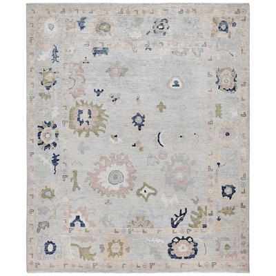 Oushak One-of-a-Kind Hand-Knotted Area Rug - Gray - 8' 0" x 9' 9"