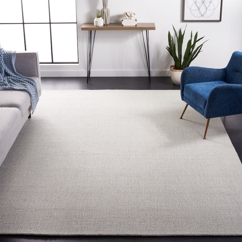 SAFAVIEH Handmade Abstract Lottie Modern Wool Rug - 8' Square - Light Grey/Ivory - Square