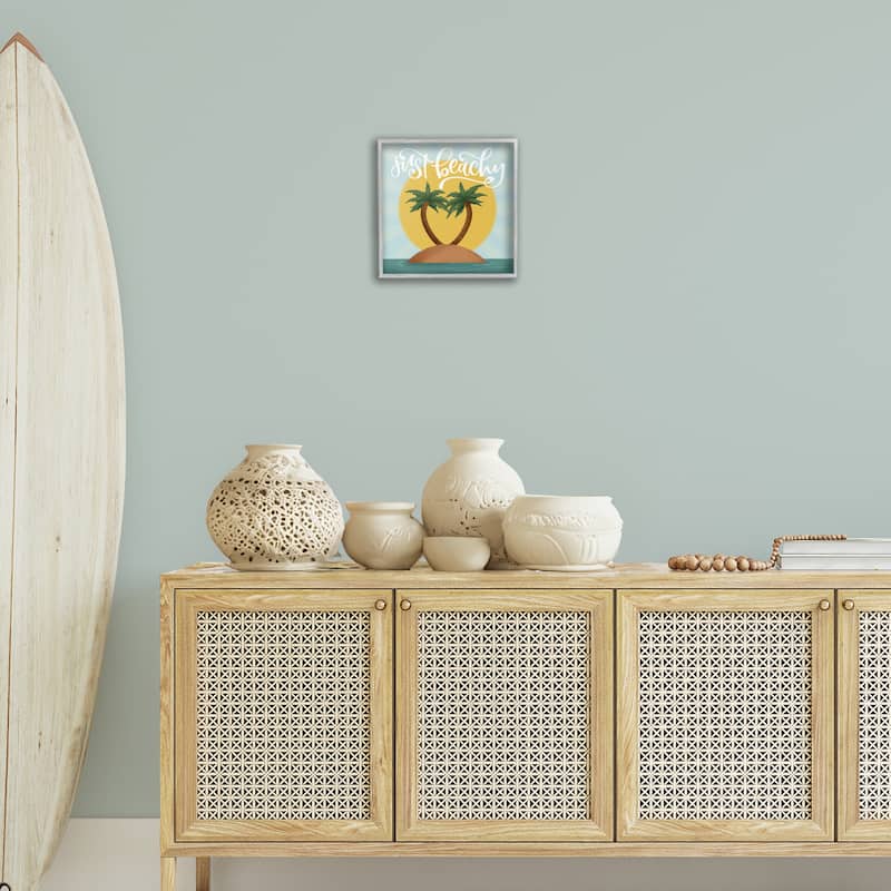Stupell Just Beachy Tropical Island Framed Giclee Art Design By Sarah Hickman