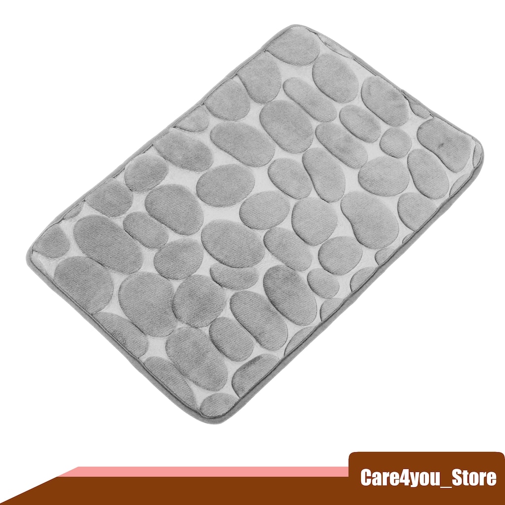 Non Slip Bathroom Rugs Bath Mat, Polyester Bath Mat, Machine Washable Gray 23.62"x15.75" Cobblestone Pattern