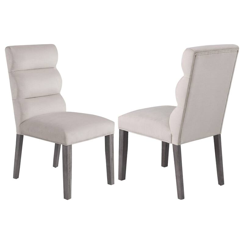 Gray/Stone Gray Fabric Upholstered Wood Frame Dining Chair, Set of 2, Sturdy Dining Chair for Dining Rooms - 17.5