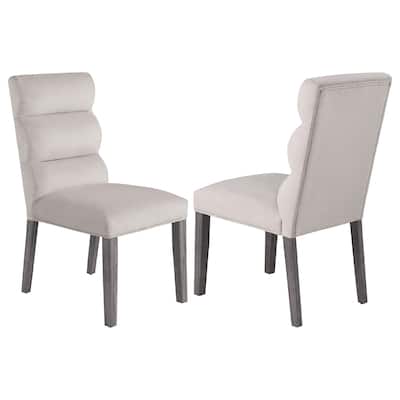 Gray/Stone Gray Fabric Upholstered Wood Frame Dining Chair, Set of 2, Sturdy Dining Chair for Dining Rooms - 17.5