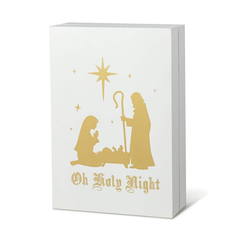 Glitzhome 17"L Lighted Wooden Nativity Advent Calendar for Adults & Kids Christmas Decoration - Nativity Advent Calendar