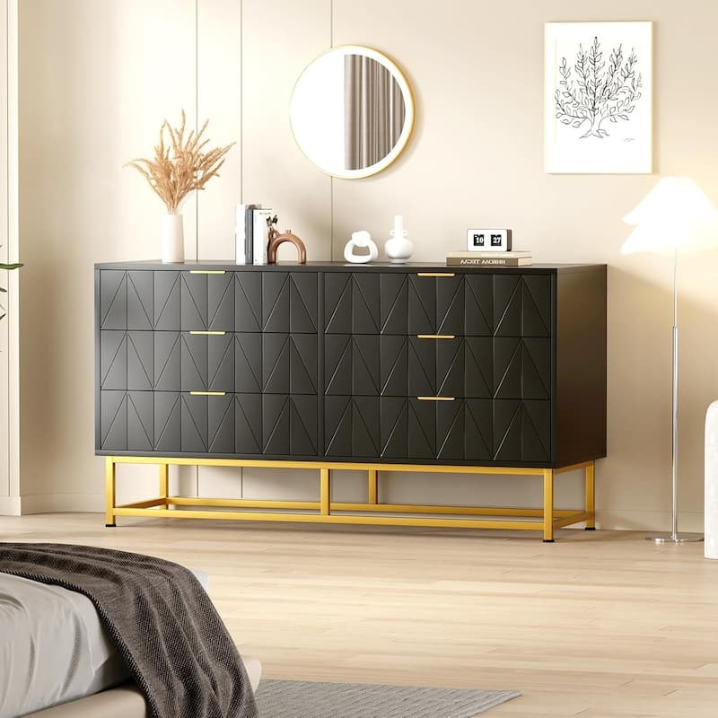 6-Drawer Storage Dresser for Bedroom, Closet, Living Room - Black