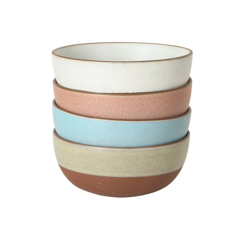 Gibson Elite William Crest 4 Piece Cereal Bowl Set, 6.25" Round Stoneware Reactive Glaze Finish, Soup, Dessert & Snack Bowls