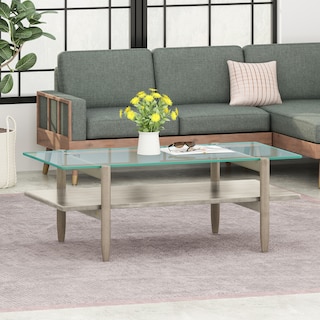 Leddy Acacia and Tempered Glass Coffee Table by Christopher Knight Home