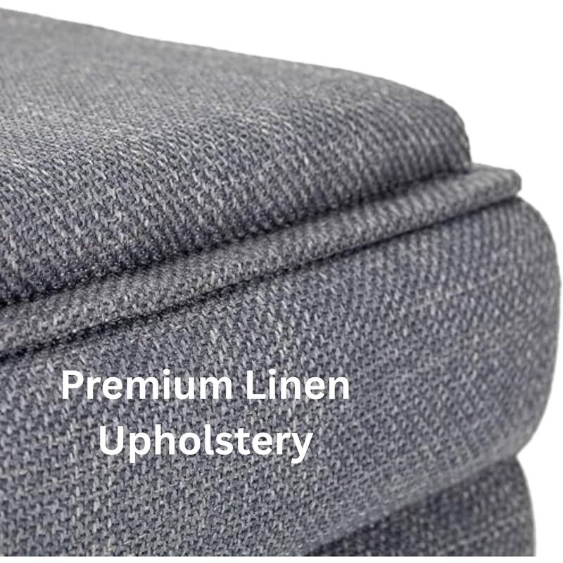 Modern Cube Ottoman with Tray Top and Hidden Storage Linen Seat