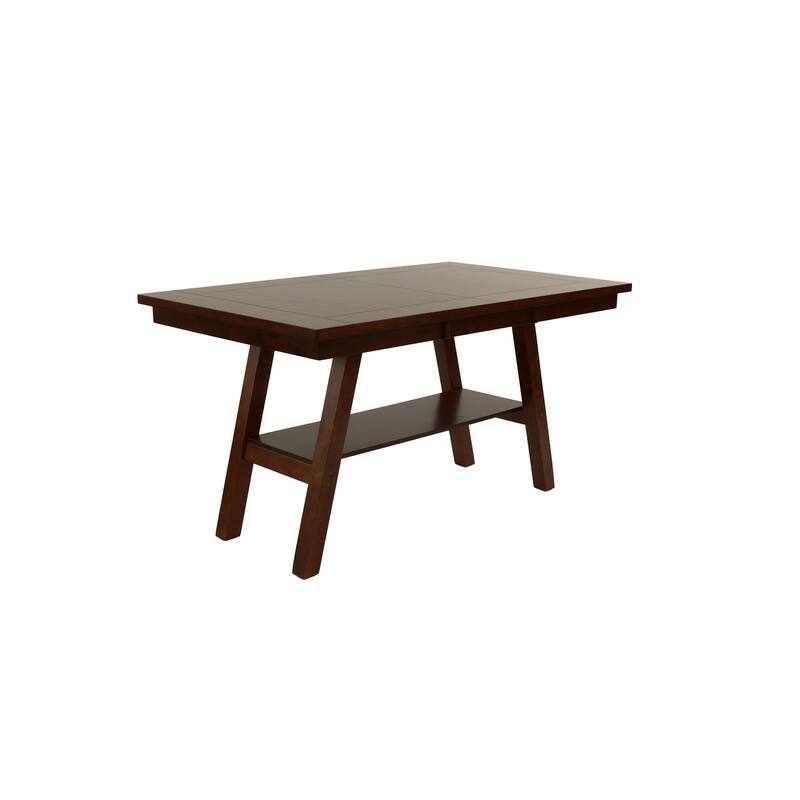 Dining Table Rectangle Dining Table w Shelve 1pc Counter Height Table Only Rubber wood Dark Walnut Finish Dining Room Fu